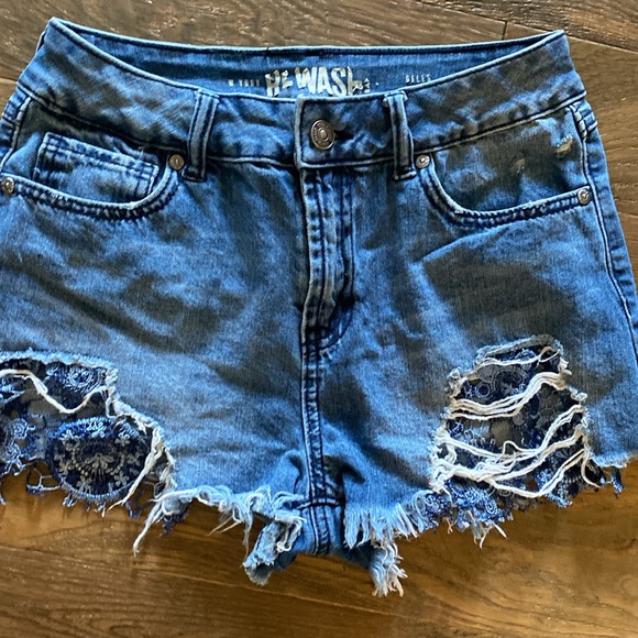 Rewash distressed with blue lace peek a boo hemline - Picture 2 of 3
